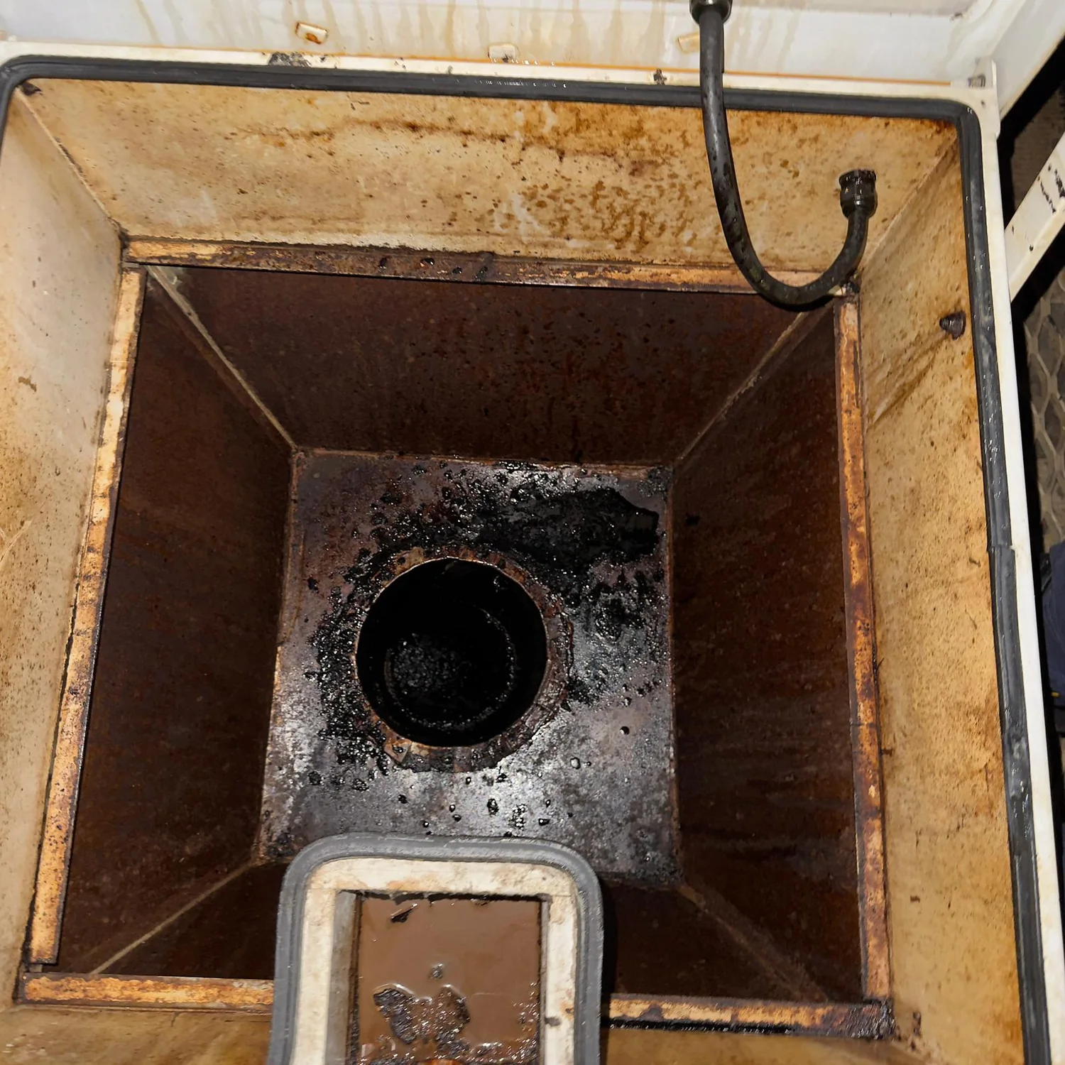 Exhaust fan housing before cleaning