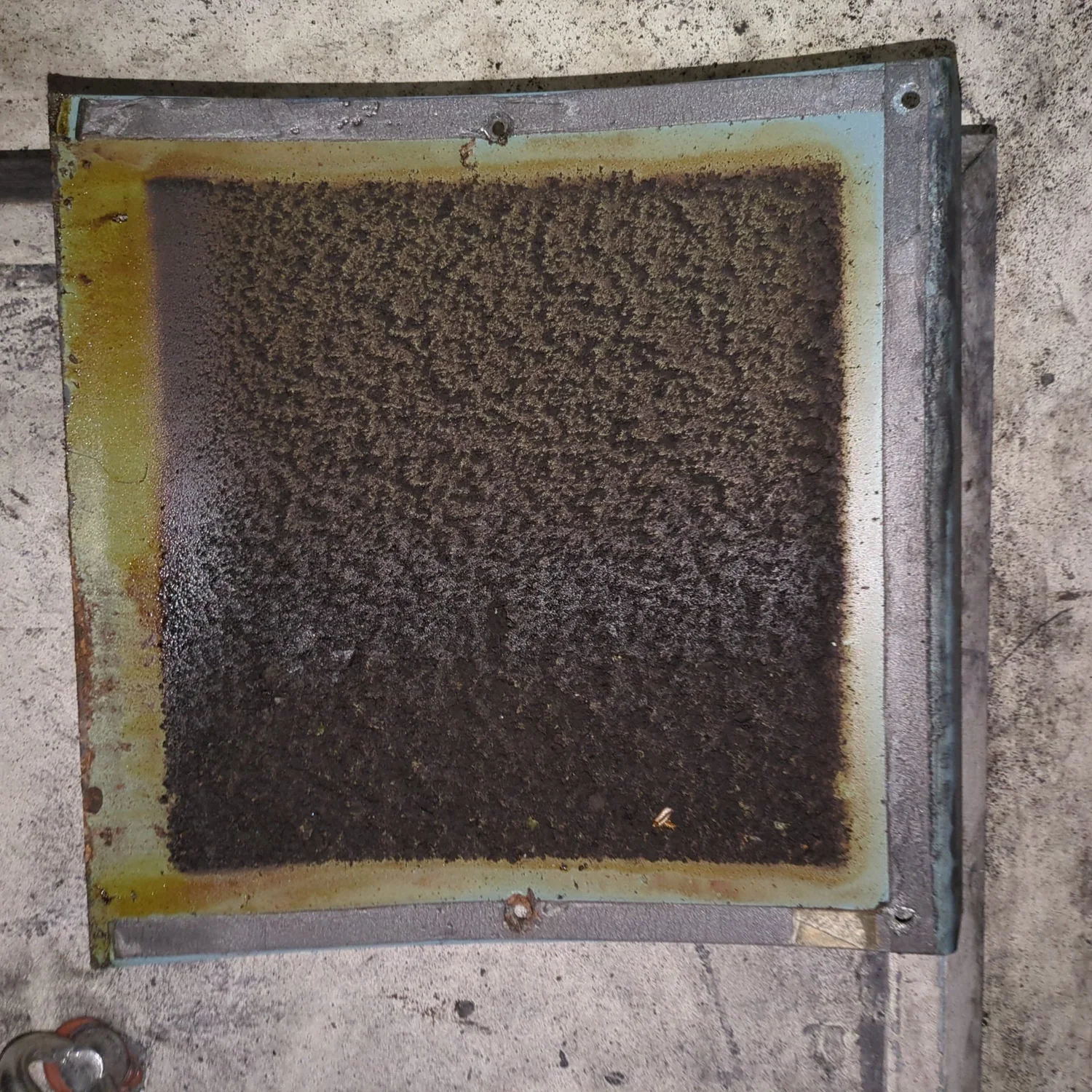 Access hatch cover before cleaning