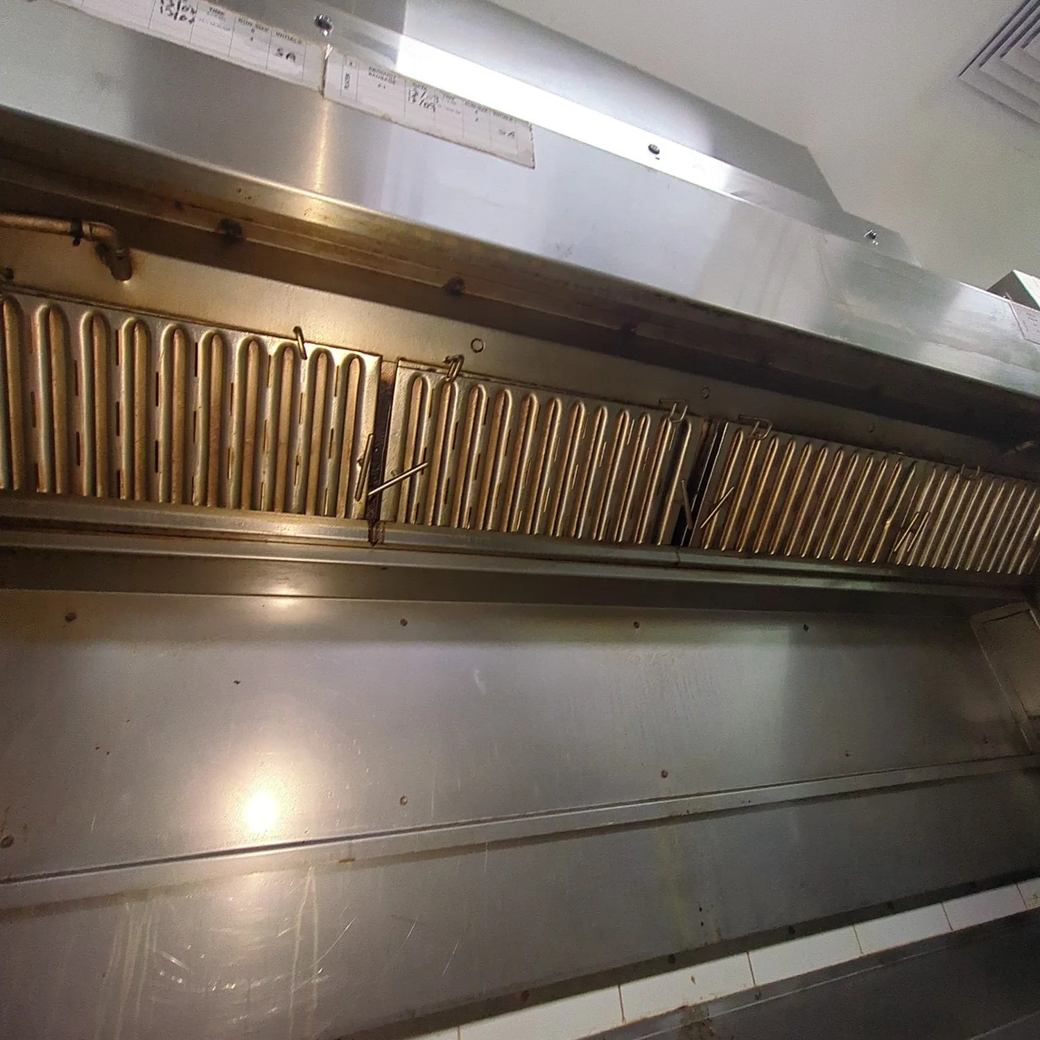 Kitchen canopy hood before cleaning